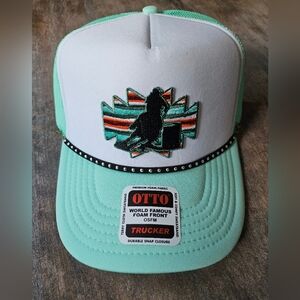 NWT OTTO Green Snapback Trucker Hat With Horse Barrel Racer Embroidered Patches